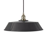 Slate Grey Large Chancery Painted Dome Pendant Light With Brushed Chrome Lamp Holder And Black Round Cable - Se Home