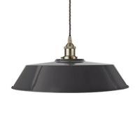 Slate Grey Large Chancery Painted Dome Pendant Light With Brushed Chrome Lamp Holder And Grey Twisted Cable - Se Home