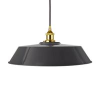 Slate Grey Large Chancery Painted Dome Pendant Light With Gold Lamp Holder And Black Round Cable - Se Home