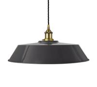 Slate Grey Large Chancery Painted Dome Pendant Light With Matt Antique Brass Lamp Holder And Black Twisted Cable - Se Home