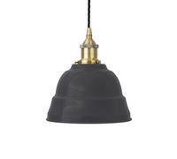 Slate Grey Lincoln Painted Dome Pendant Light With Antique Brass Lamp Holder And Black Twisted Cable - Se Home