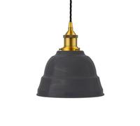 Slate Grey Lincoln Painted Dome Pendant Light With Antique Gold Lamp Holder And Black Twisted Cable - Se Home