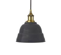 Slate Grey Lincoln Painted Dome Pendant Light With Matt Antique Brass Lamp Holder And Black Round Cable - Se Home