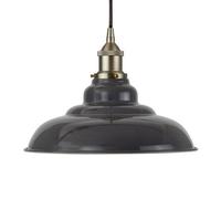 Slate Grey St Edmund's Painted Dome Pendant Light With Brushed Chrome Lamp Holder And Black Round Cable - Se Home