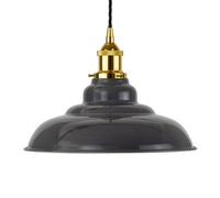 Slate Grey St Edmund's Painted Dome Pendant Light With Gold Lamp Holder And Black Twisted Cable - Se Home