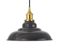 Slate Grey St Edmund's Painted Dome Pendant Light With Polished Brass Lamp Holder And Black Twisted Cable - Se Home