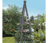 Slate Grey Wooden Garden Obelisk - Sturdy Triangular Plant Support For Borders, Beds, Patios - Measures H150 X 34Cm Diameter