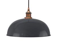 Slate Grey Worcester Painted Dome Pendant Light With Antique Copper Lamp Holder And Black Round Cable - Se Home