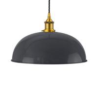 Slate Grey Worcester Painted Dome Pendant Light With Antique Gold Lamp Holder And Black Twisted Cable - Se Home