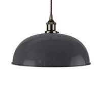 Slate Grey Worcester Painted Dome Pendant Light With Black Nickel Lamp Holder And Brown Twisted Cable - Se Home