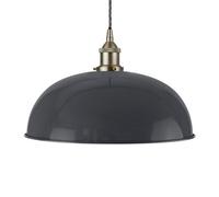 Slate Grey Worcester Painted Dome Pendant Light With Brushed Chrome Lamp Holder And Grey Twisted Cable - Se Home
