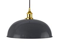 Slate Grey Worcester Painted Dome Pendant Light With Gold Lamp Holder And Black Round Cable - Se Home