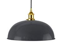 Slate Grey Worcester Painted Dome Pendant Light With Gold Lamp Holder And Black Twisted Cable - Se Home