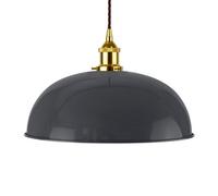 Slate Grey Worcester Painted Dome Pendant Light With Gold Lamp Holder And Brown Twisted Cable - Se Home