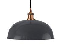 Slate Grey Worcester Painted Dome Pendant Light With Matt Antique Copper Lamp Holder And Black Twisted Cable - Se Home