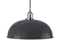 Slate Grey Worcester Painted Dome Pendant Light With Nickel Lamp Holder And Black Round Cable - Se Home