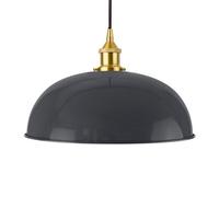 Slate Grey Worcester Painted Dome Pendant Light With Polished Brass Lamp Holder And Black Round Cable - Se Home