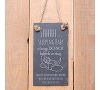 Slate hanging door sign "Shhhh sleeping baby please do not knock or ring "
