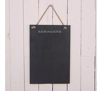 Slate Hanging Notice Board Reminders - Rustic Charcoal Grey Slate Memo Board with Jute Rope | Laser Etched Message Board for Kitchen, Office, Garden & Home Décor - Includes Chalk, 30x20.5cm