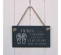 Slate hanging sign - "Relax, unwind Get in a flip flop state of mind"