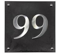 Slate House Sign Studio Large Slate House Number - Black Slate With Raised Chrome Digits - Number 99