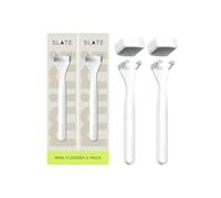 Slate Mini Flosser - Reusable Floss Pick with Gum Brush & Tongue Scraper, Dentist-Invented, PFAS/PTFE-Free, Travel-Ready 2-Pack - White
