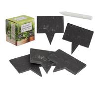 Slate Plant Labels Garden Markers 4 Pack with Chalk, Reusable Waterproof Herb Vegetable Pot Tags, Natural Stone Plant Name Signs for Indoor Outdoor Pots Beds
