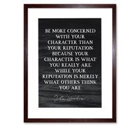 Slate Quote John Wooden Character Reputation What You Are Coach Black and White Typography Framed Wall Art Print Picture 12X16 inch Artery8 Brown One Size