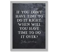 Slate Quote John Wooden Do It Right Do It Over Basketball Coach Inspiring Sports Artwork Framed Wall Art Print A4 Artery8 Light Grey One Size