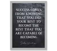 Slate Quote John Wooden Success Knowing That You Did Your Best Basketball Coach Inspiring Sports Artwork Framed Wall Art Print A4 Artery8 Light Grey One Size