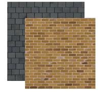 Slate Roof & London Stock Brick O Scale Patterned Modelling Card 0 O 1:43.5 - Brick, Roof & Floors for Model Railways, Dioramas & Wargaming - 170gsm Papers 4X A4 Double Sided