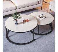 Slate Round Center Table Set with Silent Legs Wrought Iron & Elastic Free-Form Steel Base Ideal for Living Room & Office Modern Design Versatile Auxiliary Table