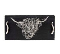 Slate Serving Tray - Large - Highland Cow - Gift Boxed Selbrae House Dark Grey 1 Pack