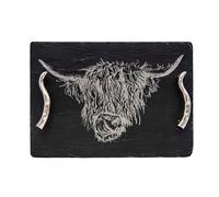 Slate Serving Tray - Medium - Highland Cow - Gift Boxed Selbrae House Dark Grey 1 Pack