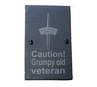 Slate wall plaque - Grumpy Old Veteran - Royal Marines Commando