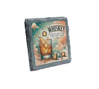 Slate Whiskey Coaster - 'No Great Story Starts with a Salad' Design (slco-kf25-nosaladhg)