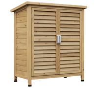 Slatted 96cm Double Door Pent Garden Store Fir Wood Natural by Steadfast