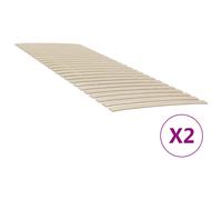 Slatted Bed Base Natural Poplar Wood 80x200cm Foldable 2pcs 12mm Curved RollSlat