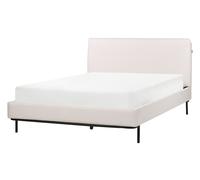 Beliani Bed Fabric Corio 140 X 200 Cm (Eu Double) Light Beige