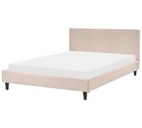 Beliani Bed Fabric Fitou 140 X 200 Cm (Eu Double) Beige
