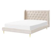 Bed Velvet FORBACH 140 x 200 cm (EU Double) Beige