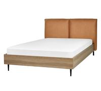 Bed Faux Leather LIMANTON 140 x 200 cm (EU Double) Golden Brown