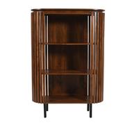 Slatted Medium High Bookcase - Mango Wood - L40 x W100 x H145 cm Indian Hub Brown One Size