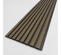 Slatted PVC Interior Wall Panels 30 x 240CM Pack of 8 Decorative Wood Effect Panelling Covers 5.76m² (Dark Oak 61D)