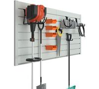 Slatwall Panel 122x61cm, Garage Wall Organiser Storage System, Heavy Duty Slat Board, PVC Tools Pegboard, Wall Mounted Storage Rack for Shop Garage Workshop Display