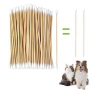 SLAUNT 5.9inch Long Large Cotton Swab,Double-Sided Bamboo-Handled Dog-Eared Cotton Swabs,Designed Specifically for Dogs,Ear Cleaning for Medium and Large Dogs or Makeup Large(100PCS)