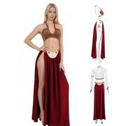 Slave Leiiia Cosplay Costume,Leiiia Sexy Bikini Costume,Women Sexy Lingerie Set with Belly Dancer Dress for Halloween,Comic-Con,Carnival (Brown Two, 2XL)