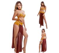 Slave Leiiia Cosplay Costume,Leiiia Sexy Bikini Costume,Women Sexy Lingerie Set with Belly Dancer Dress for Halloween,Comic-Con,Carnival (Brown One, M)