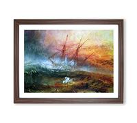 Slave Ship By Joseph Mallord William Turner Classic Painting Framed Print | A2 Walnut Framed Wall Art | Ready to Hang | Classic Vehicle Picture | Living Room Bedroom Lounge Office