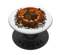 Slavic Mythology Baba Yaga Witch Mushroom Skull Art PopSockets Adhesive PopGrip